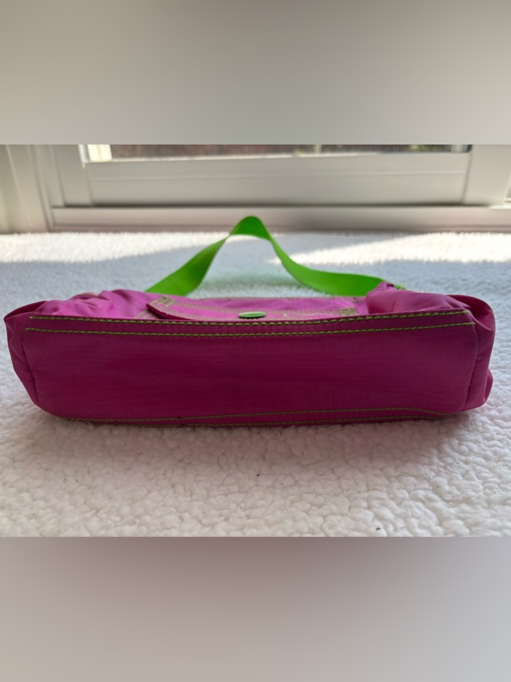 Candie's Vintage Y2K Hot Pink Neon Green Nylon Shoulder Bag - Picture 4 of 5